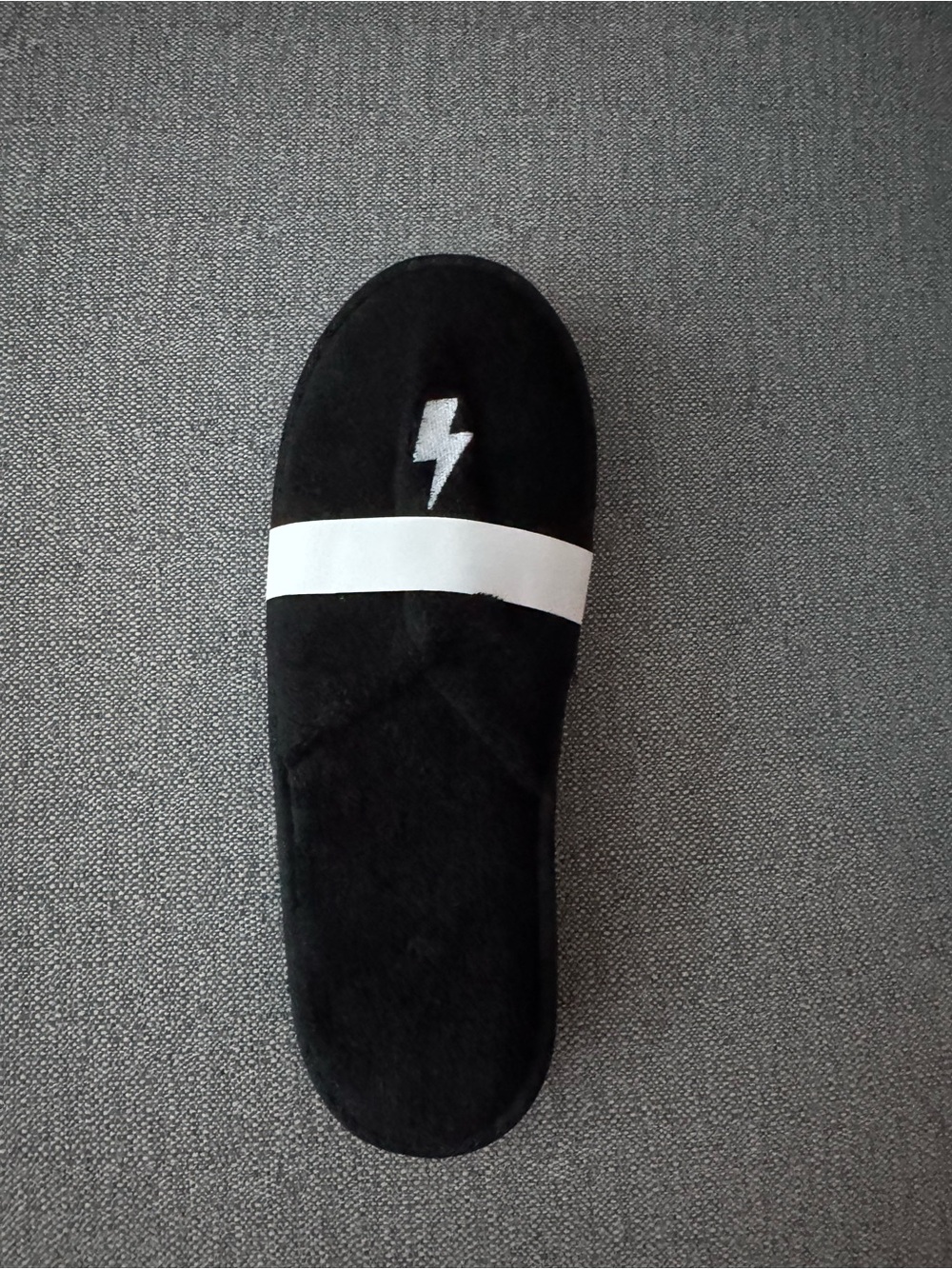 Black Slide Slipper with White Lightning Accent